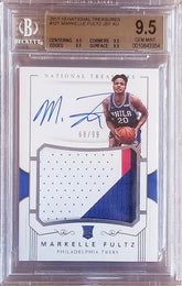 MARKELLE FULTZ 2017-18 NATIONAL TREASURES #/99 PATCH RC AUTO BGS 9.5/10 76ERS TRUE GEM